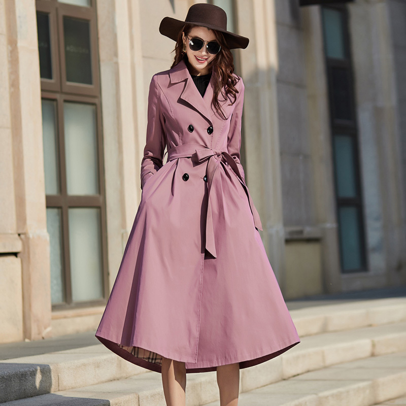 Women's Spring and Autumn Trench Coat 2025 New Mid-Length Style This Year's Popular Lace-Up Over-The-Knee Slim-Fit Elegant Coat Jacket with a Stylish Look
