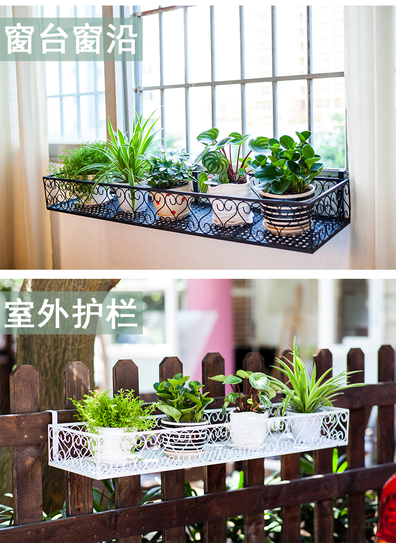 Châu Âu rèn lan can sắt kệ hoa ban công nhiều lớp hộ gia đình treo tường bệ cửa sổ treo củ cải xanh thịt chậu hoa kệ - Kệ kệ gỗ mini