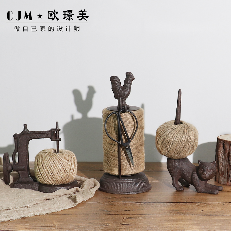 Retro nostalgic cast iron rope winder decoration European and American style zakka spool garden decoration window display props - Taobao