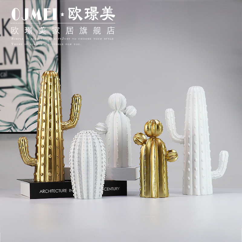 Nordic Minimalist White Gold Cactus Fairy Post Craftsmanship Pendulum boilerplate Room TV Cabinet Home Adornment
