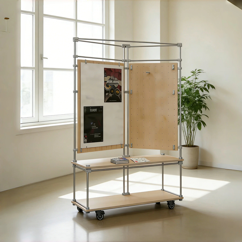 Vertical Display Stand, Marine Board Storage Rack with Perforated Board, Mobile Display Rack, Multi-Functional Display Rack Cabinet