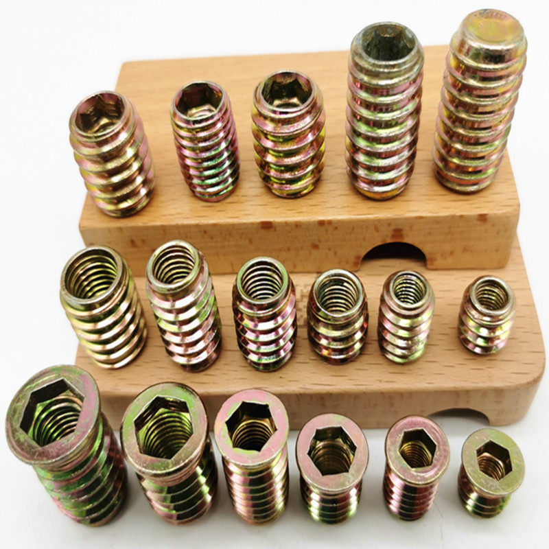 Inner and outer teeth nut inner hexagonal with medium solid wood connecting screw cap straight through pre-embedded screw cap M6M8M10