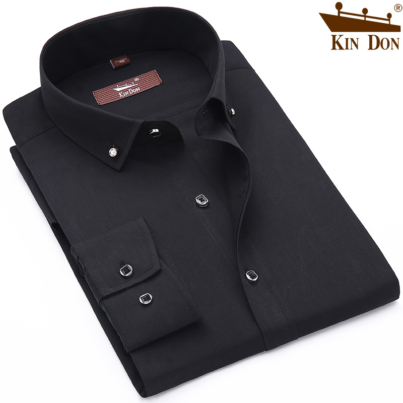 Golden Shield Fall Black Shirt Male Long Sleeve Han Version Sashimi Business Pure Color Shirt Men Inch man Clothing Casual Positive Dress