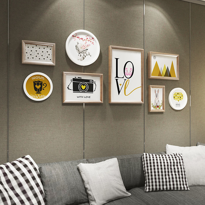 Living room decoration painting modern minimalist mural art painting Nordic combination painting restaurant sofa background wall painting