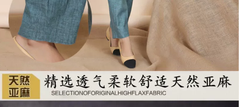 Mùa xuân và mùa hè quần cotton và vải lanh 4050 phụ nữ trung niên vải lanh đàn hồi eo cao quần thường phần mỏng - Quần áo của mẹ áo cho mẹ