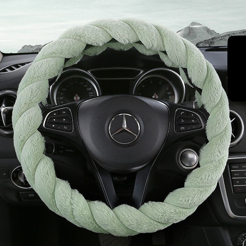 Car steering wheel cover winter plush cute warm men and women Foss autumn and winter non-slip universal women's handle cover winter