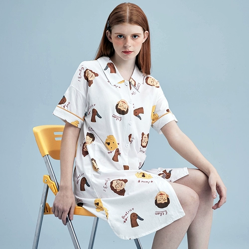 Летняя пижама, хлопковая тонкая милая сексуальная юбка, короткий рукав