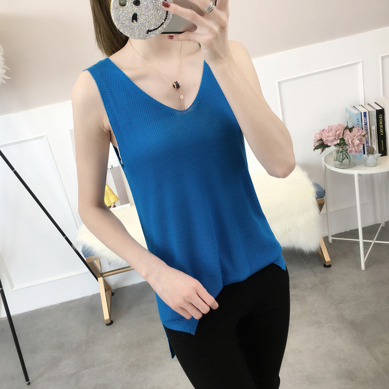 Cotton và vải lanh đan vest nữ mùa hè mới quai đeo quai áo lỏng lẻo bên ngoài mặc áo lụa trắng tay không tay áo len nữ