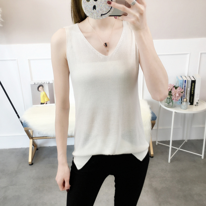 Cotton và vải lanh đan vest nữ mùa hè mới quai đeo quai áo lỏng lẻo bên ngoài mặc áo lụa trắng tay không tay áo len nữ