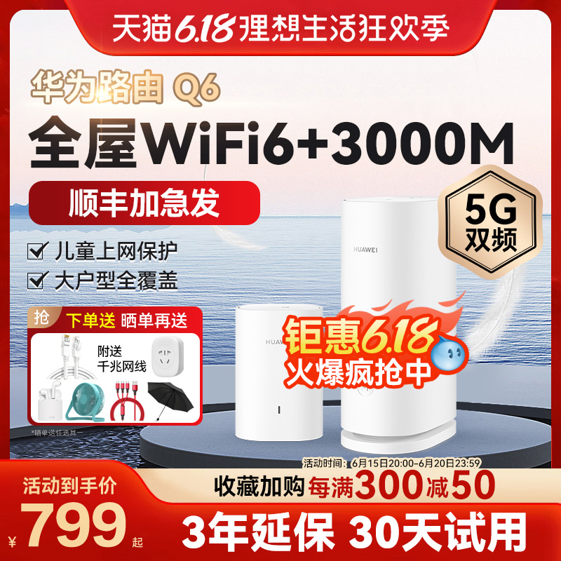 Huawei Q6 sub-mother router gigabit port home mesh distributed wireless ap panel high-speed wifi large house full coverage one drag two three villa electric cat h6Q2Pro