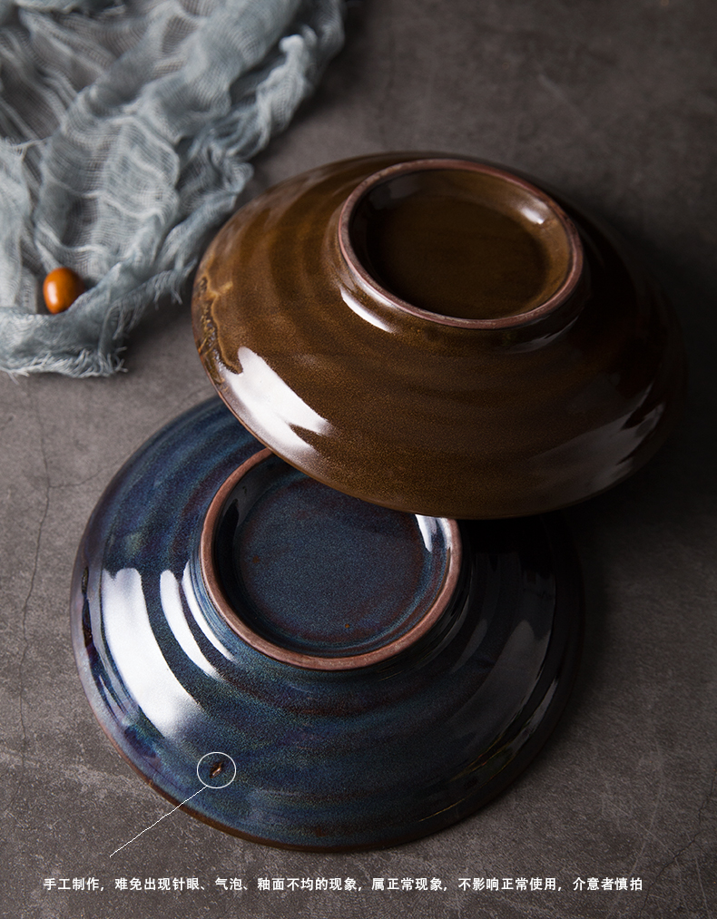 Creative Japanese variable glaze food dish plate violet arenaceous coloured glaze ceramic dish dish dish home deep dish soup plate