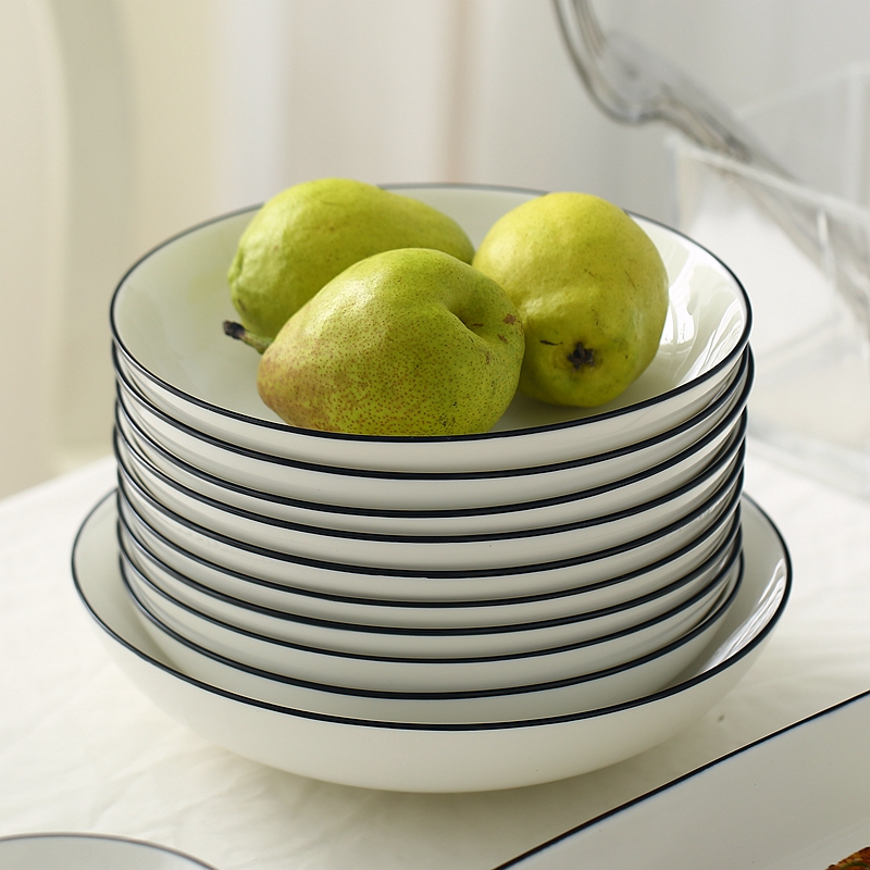 European creative black ceramic tableware ins dish dish dish dish food dish home dishes soup plate dumpling dish
