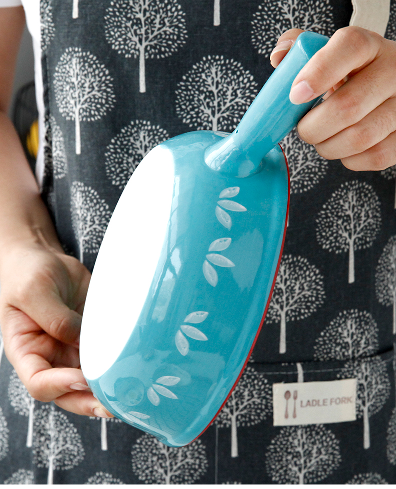 Baking pan, Japanese household ceramic bowl breakfast bowl with the handle special big bowl of oven baked FanPan fruit bowl