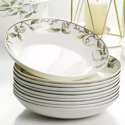 Plate plate household combination set creative Net red ceramic plate dish deep caliber bone porcelain tableware plate deep plate