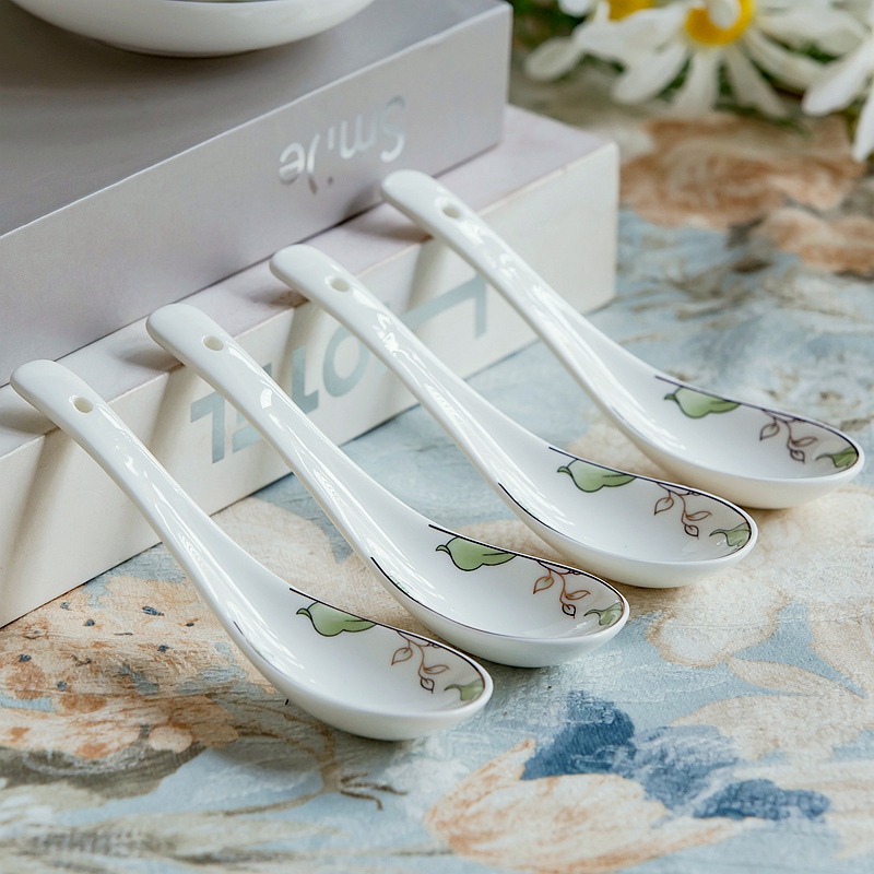 Sheng 's gold edge of tangshan ipads porcelain run small ceramic tableware run rice rice spoon ladle ceramics