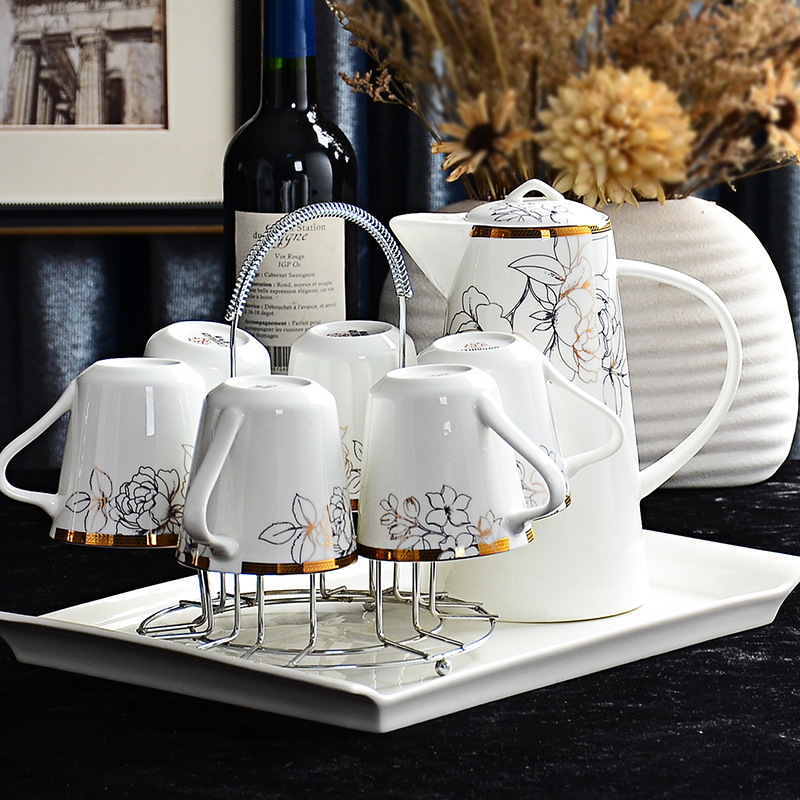 Ceramic tea set household water cup cup utensils living room Nordic style teapot cup whole set cup simple water utensils