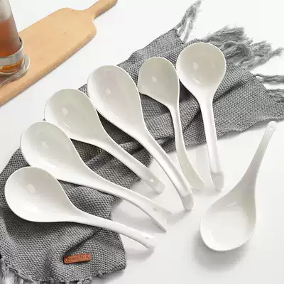 Soup ceramic household large spoon big soup porcelain spoon wooden spoon spoon large long handle porridge spoon porridge porridge