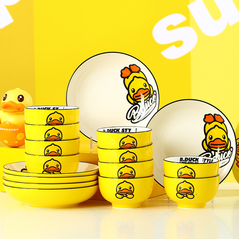 Bduck yellow duck ceramic dishes suit household creative cartoon character lovely tableware combinations dishes