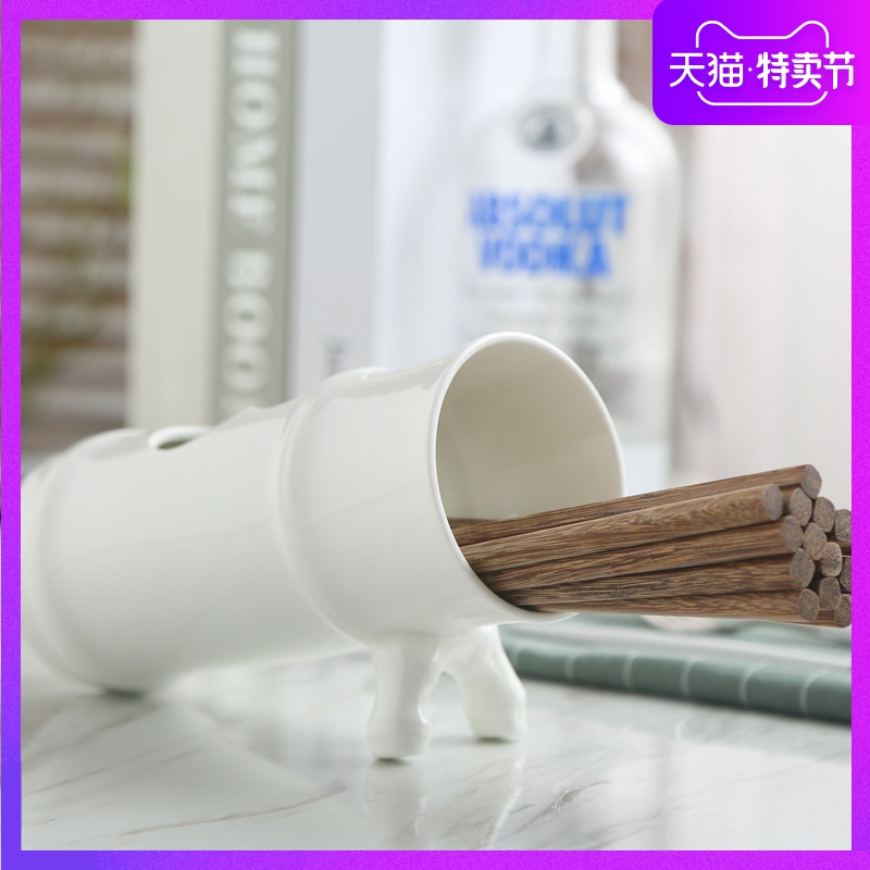 Ceramic tube kitchen basket ipads porcelain household chopsticks chopsticks spoons receive cage shelf multi - function chopsticks