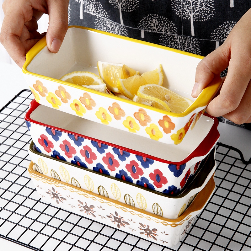 Ceramic ears for jobs rectangle baking bowl lasagna baking pan bake home baking oven 0