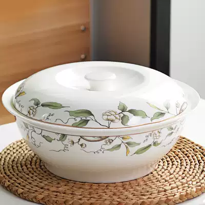 Shengpu bone china tableware 9 inch pot bone porcelain ceramic large soup bowl male with lid large soup bowl soup pot home