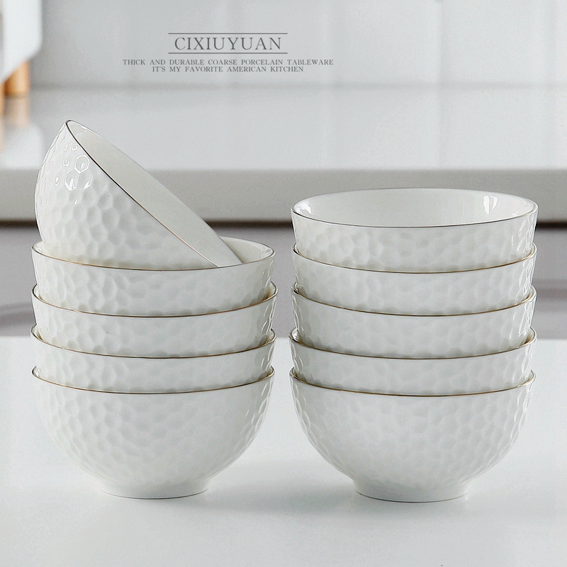 European ceramic dishes suit household of Chinese style tableware 5 "rice bowls pure color contracted combination dishes eat 4-6 people
