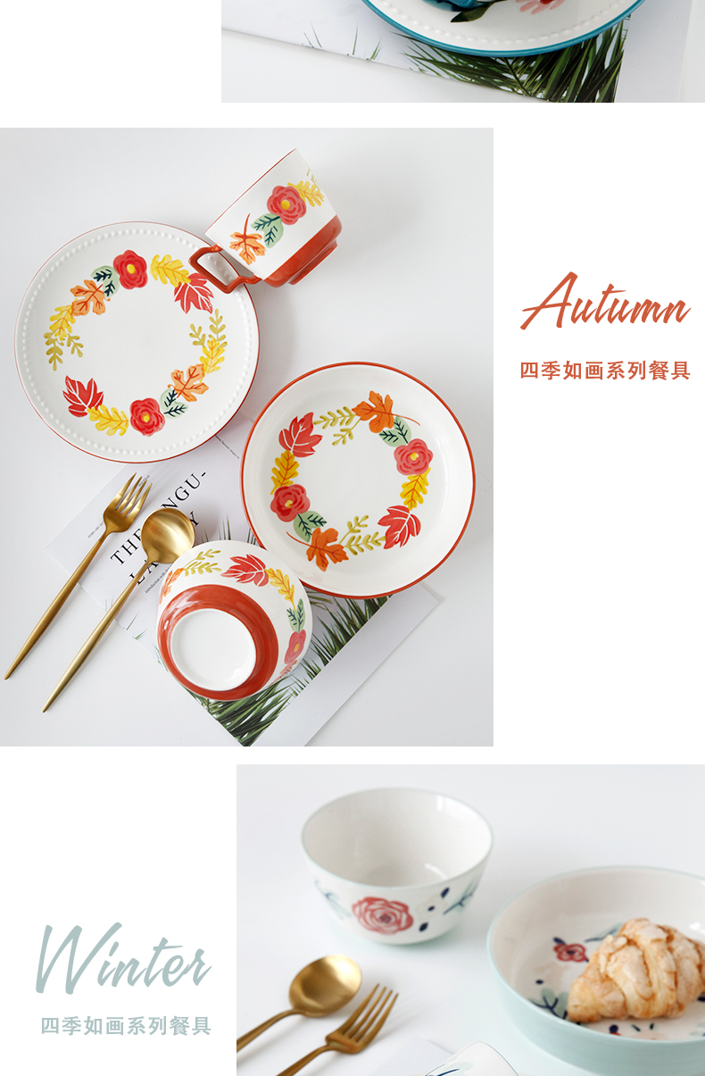 The Under glaze color porcelain tableware household dish dish dish soup bowl rainbow such as bowl of fruit salad bowl ceramic keller cup