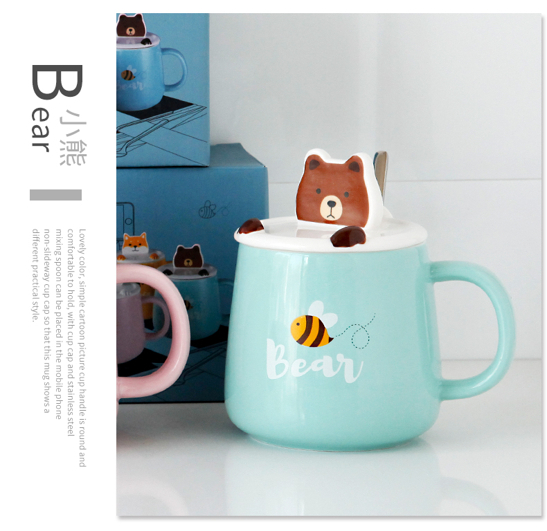 Creative move with cover glass ceramic keller spoon tide lovers ultimately responds a cup of coffee cup men 's and women' s cup