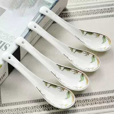 Shengpu gold trim Tangshan bone china spoon ceramic tableware small spoon rice Rice rice spoon spoon spoon soup ceramic