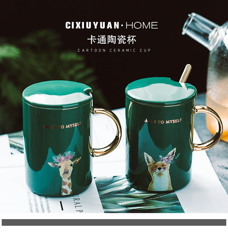 Creative move with cover glass ceramic keller spoon tide lovers ultimately responds a cup of coffee cup men 's and women' s cup