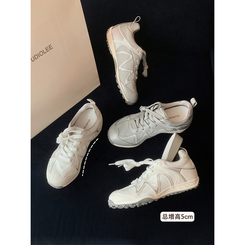 Grape Mom Studiolee Height Increase 5cm~ Round Toe Patchwork Lace-Up Sneakers Dad-Style German Training Shoes Women's Shoes Grape Mom Studiolee Height Increase 5cm~ Round Toe Patchwork Lace-Up Sneakers Dad-Style German Training Shoes Women's Shoes