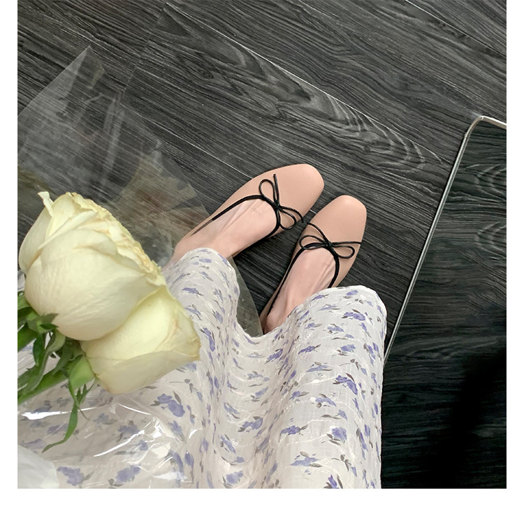 Giày búp bê nữ mũi vuông cổ nông đế bệt mềm, thắt nơ dịu dàng, chất liệu da cừu — Màu trà sữa, hàng có sẵn, Màu trắng sữa, hàng có sẵn, Màu xanh sữa, hàng có sẵn chi tiết 42