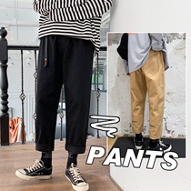 Pants men Korean fashion casual pants spring and autumn cargo loose overalls pants Tide brand straight sports ankle-length pants