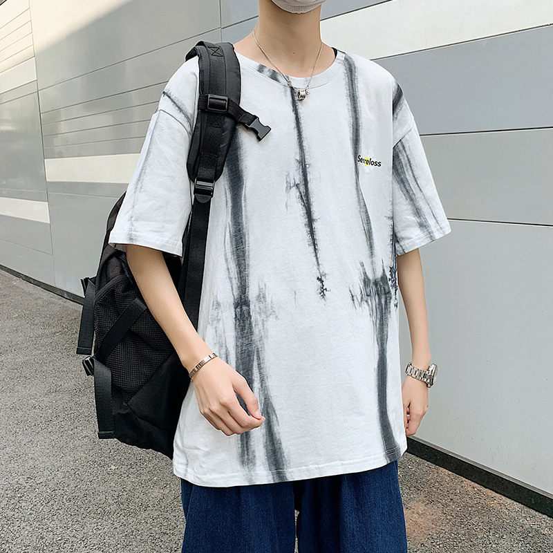 Short-sleeved men's fashion brand summer loose t-shirt Korean version of the trend of half-sleeve ins pure cotton t-shirt couple bottom top