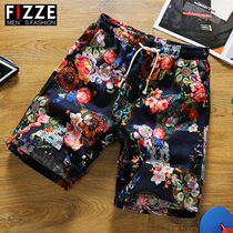 Summer new casual loose printed shorts mens summer trendy mens pants 5-point pants 5-point beach pants thin