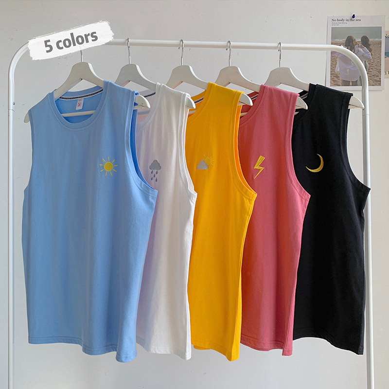 Summer men popular logo loose white waistcoat hip-hop INS couple sports sleeveless T-shirt thin Korean version T-shirt