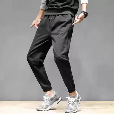Hong Kong wind ins men's pants autumn student toe sports pants bf hip hop loose Tide brand Harlan casual pants men