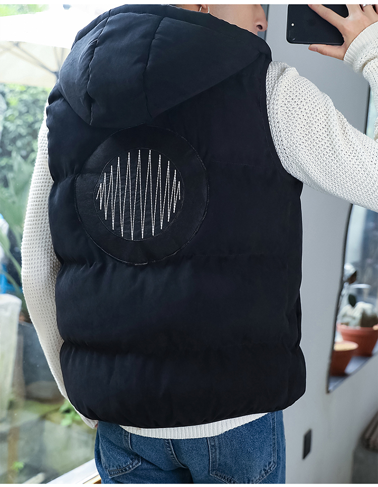 Của nam giới mùa thu và mùa đông thường dày bông vest xu hướng thanh niên trùm đầu vest xu hướng bên ngoài ngắn áo khoác nam quần áo quần áo nam 