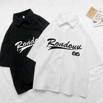 American tooling short sleeve shirt men and women Summer harbor style retro loose Joker thin baseball shirt coat tide