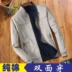 Áo hai dây nam trung niên phần mỏng mùa xuân và áo khoác mùa thu cotton trung niên rộng kích cỡ áo khoác bố áo khoác form rộng Áo khoác