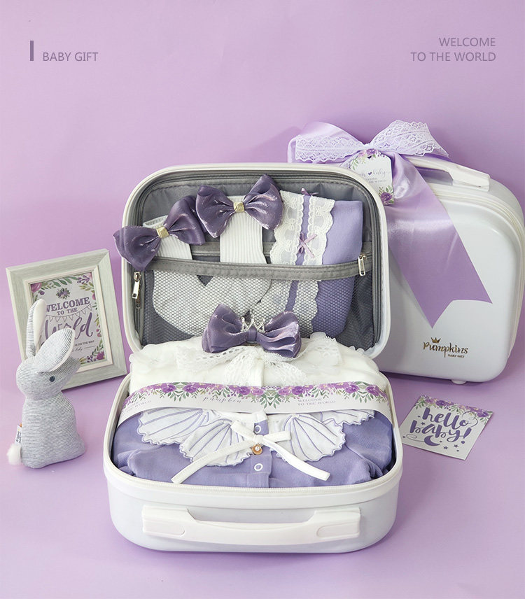 Hong Kong newborn baby clothes gift box male and female baby princess spring summer full moon 100 days gifts first autumn