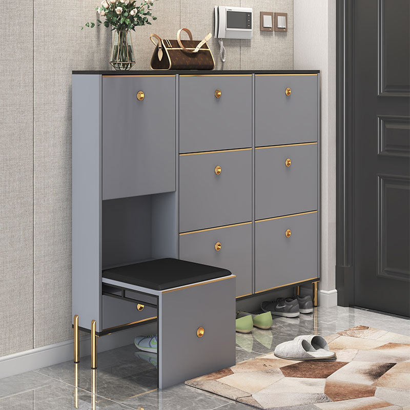 Shoe cabinet home door storage ultra-thin small apartment simple modern into the home flip bucket type space-saving shoe stool one