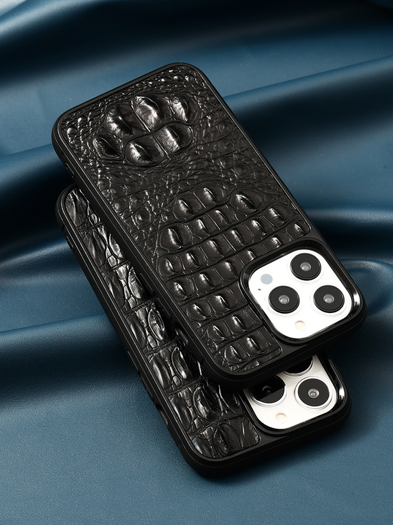 Crocodile Pattern Genuine Leather Luxury MagSafe 15, 14, 13, 12 iPhone Case