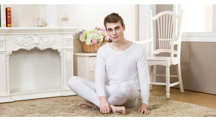 18 năm mới 6535 quần cotton nam cổ chữ V cách nhiệt set đồ trẻ trung cổ tròn mùa thu quần dài áo len cotton mùa đông