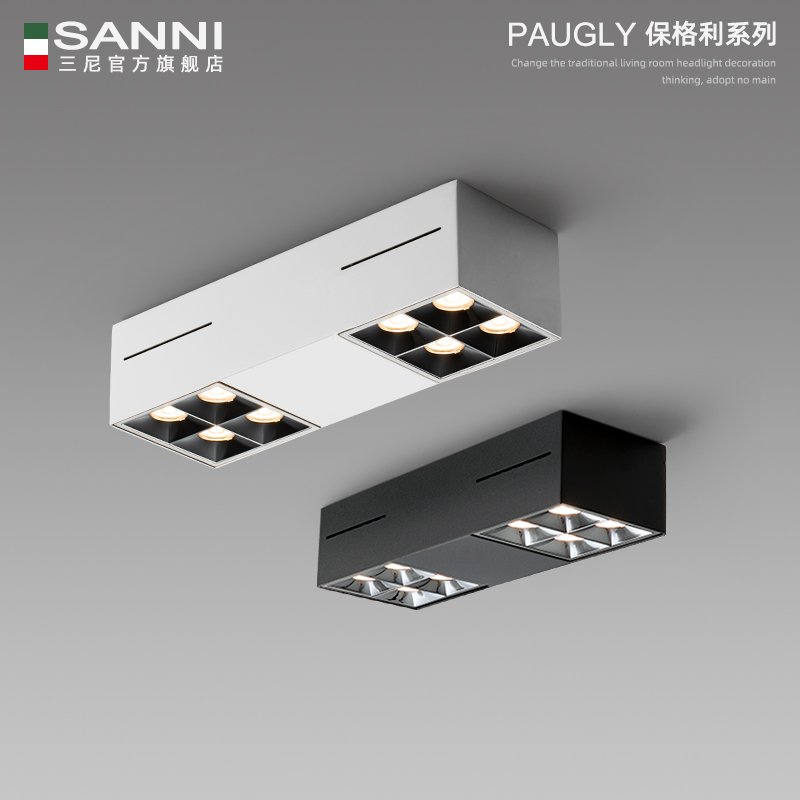 Living room without main lamp lighting double-head spotlights light led rectangular Nordic household black ceiling box lamp