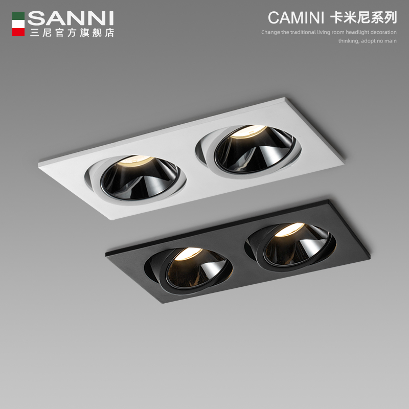 Double head spotlight led recessed ceiling lamp Home living room No main lamp bedroom rectangular cylinder light bucket liner lamp