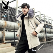 Playboy mùa đông dài với mái tóc cổ bông quần áo nam Hàn Quốc phiên bản của xu hướng bảo hộ lao xuống nhíp bông cotton quần áo mùa đông