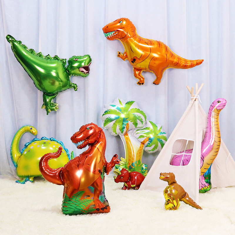 Dinosaur Themed Birthday Party Aluminum Film Balloon Children's Birthday Full Moon Decorative Items Arranged Background Wall Dress