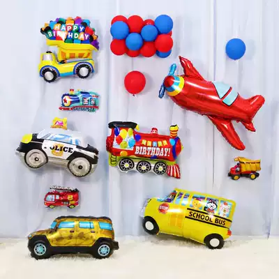 Train Ambulance School bus Excavator Fire truck Truck Police car excavator Aircraft Balloon Car balloon