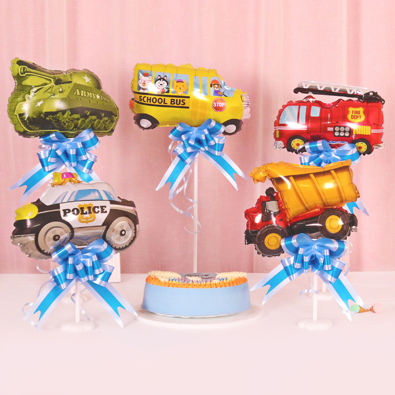 Boy birthday party engineering car car aluminum film dress up decoration Children baby year-old supplies table decoration